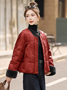 2024年冬季白鸭绒短款羽绒服图片