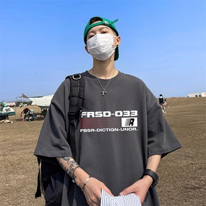 抖音得物二开现货供应220克夏装重磅美式高街宽松短袖t恤MT75图片