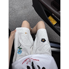 B221美式ins高街刺绣小花休闲短裤五分裤LK25544-特P25控58.8，男装休闲裤，电商B221