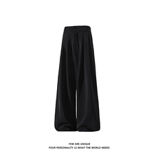 白底老钱风双褶阔腿西裤男夏季垂感百搭休闲裤子-A2403P38控68，男装西裤，电商B241