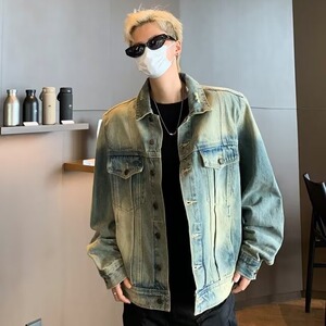 青少年简约长袖慵懒日系做旧牛仔套装秋季潮流长裤新款8853/P65图片