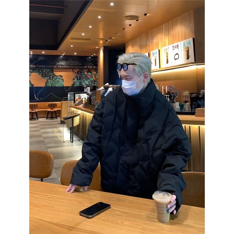 网图菱形格美式棉服痞帅炸街棉衣外套立领面包服A025-HY1133-P80,男装棉衣,电商A025