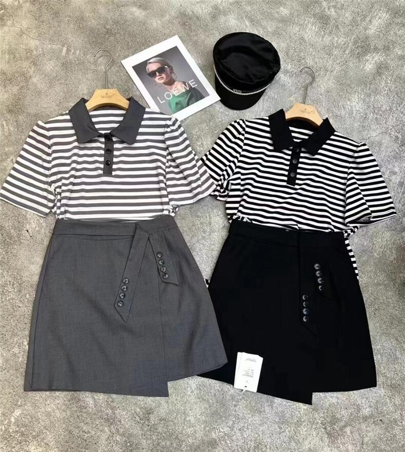 现货条纹裙子两件套，其它，与跃