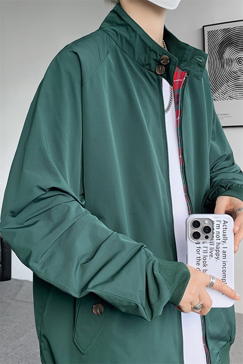 8XL-M美式复古棒球服外套男特大码潮牌双拉链立领夹克衫JK005P85,男装夹克,电商B312
