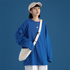 21秋装新款纯色长袖T恤男女士打底衫圆领纯棉A158-T88889-P18特价，男装T恤，电商A158-1