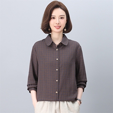 2026春年秋装新款潮小格子衬衫宽松显瘦韩版气质百搭衬衣女减龄，女装衬衫，独衣靓