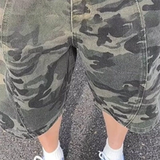 美式复古迷彩短裤男款夏季宽松直筒工装裤子潮牌宽松直筒五分中裤，男装牛仔裤，星座506A