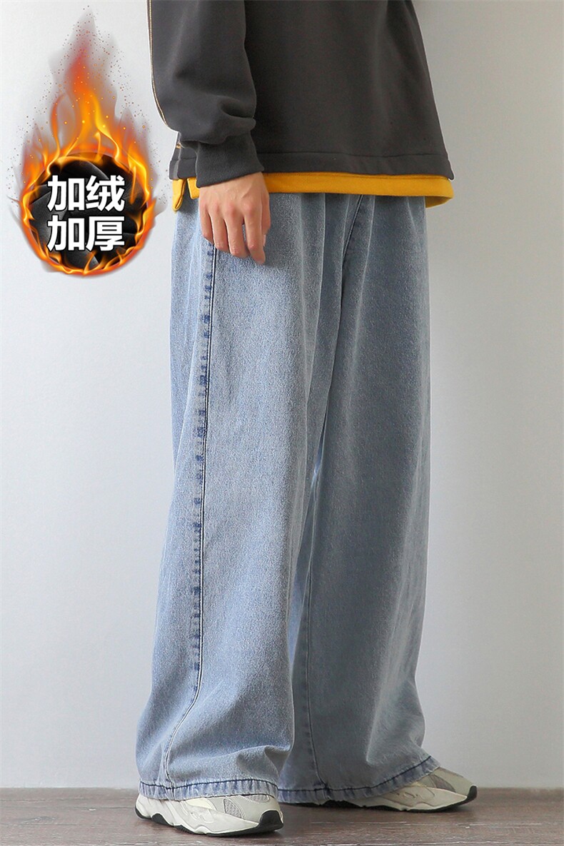 2023冬季美式大码加绒加厚牛仔裤男宽松直筒休闲裤N80211-P60,男装牛仔裤,电商A082