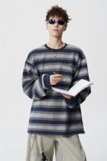 5XL-M日系复古做旧长袖海魂衫男条纹工装卫衣男WY51-P70，男装工装外套，电商D206-1