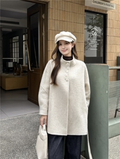 2025年春季新款短款纯色带腰带外套时尚休闲通勤百搭，女装毛呢外套，宸诺服饰