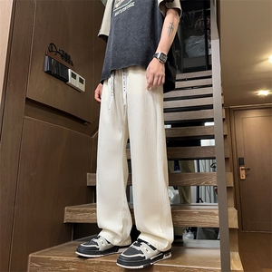 浪花皱春夏垂感休闲裤抽绳宽松直筒长裤个性男装A266-KZ1101-P35图片