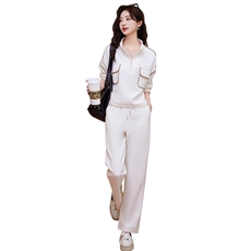 现货2024春季新款时尚减龄休闲遮肉显瘦两件套女，女装套装/套裙，深水步