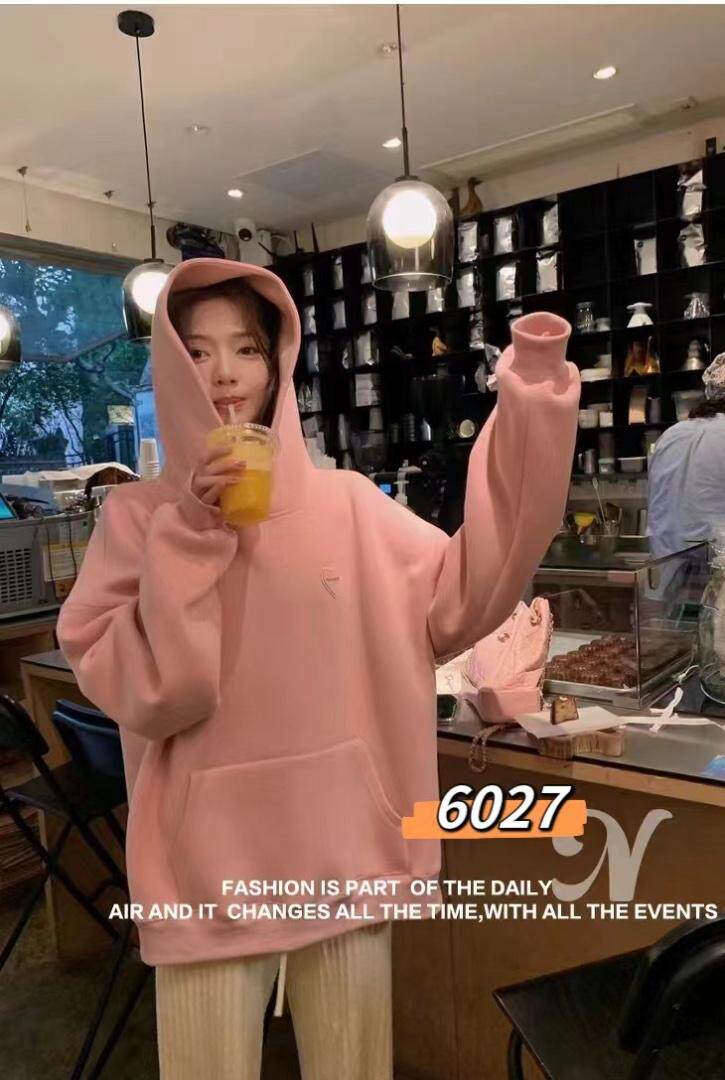 ??粉色加绒卫衣一杭，女装卫衣/绒衫，一杭