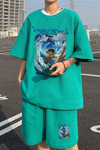 ！2025夏季新款男士华夫格短袖套装百搭一套HTZ81P50图片