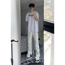美式高街刺绣纯色黑白弹力牛仔裤货号K727P65，男装牛仔裤，电商A063