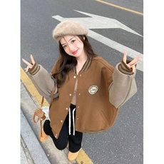 J9877-P35美式新款宽松休闲百搭加厚夹棉棒球服外套，女装短外套，星座617A-2