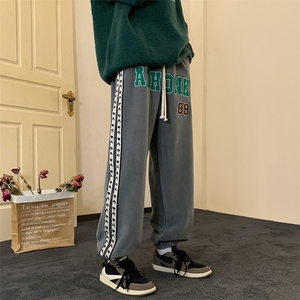 双面摇粒绒织带刺绣束脚裤大码M~5XL XZ604-KP86-P65控78图片