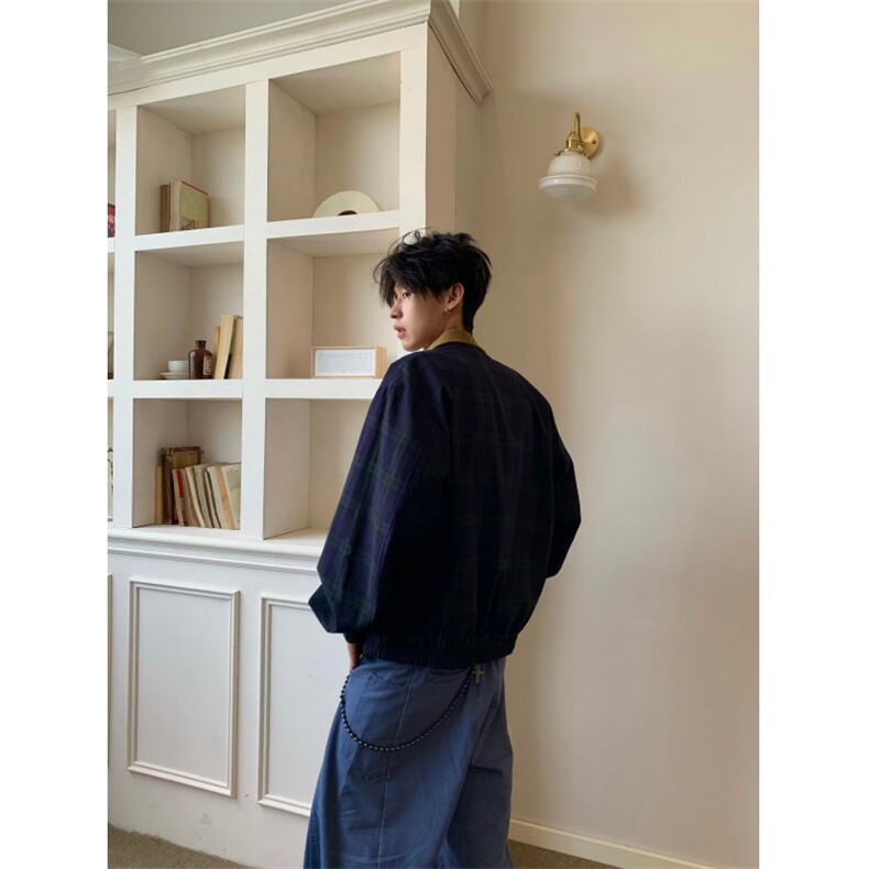 领子撞色外套男春季穿搭运动夹克潮牌美式青少年立领防风上衣情侣,男装夹克,四季星座505