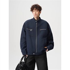 26春装高品质老钱风立领夹克外套男女美式潮牌拉链工装风宽松上衣，男装夹克，电商A486