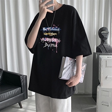 DF299-TP20-2023夏季潮流印花短袖t恤男生纯棉港风半袖体恤上衣，男装T恤，电商A102-1