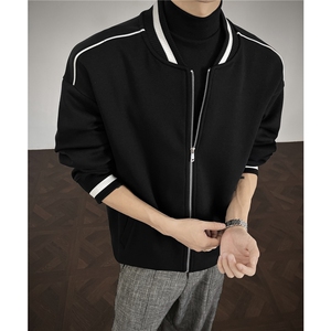 重磅420克boxy短款立领开衫棒球服液态棉爽滑外套男D9899-P68图片