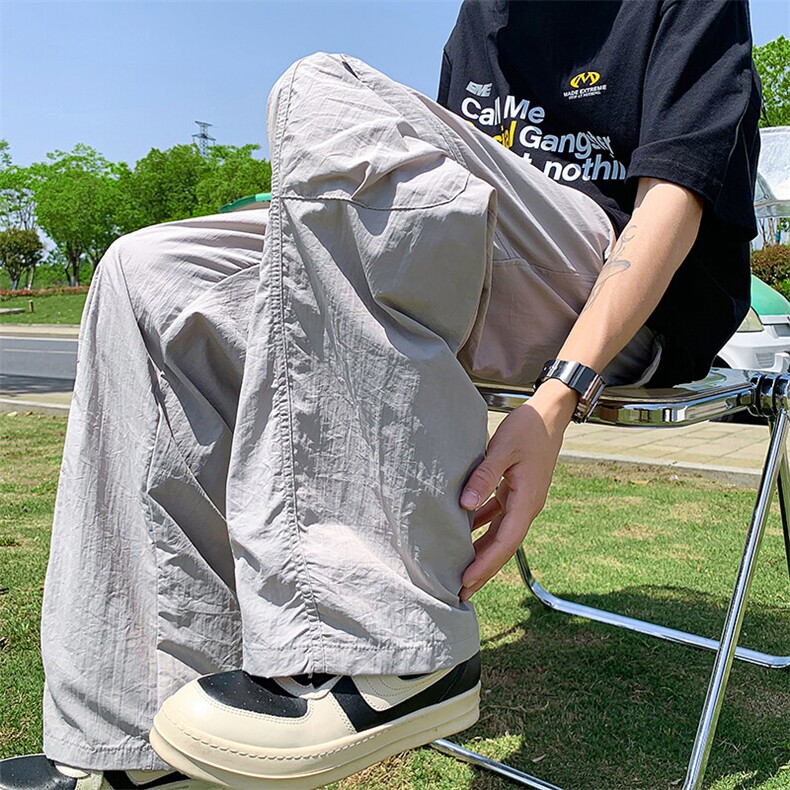 速干工装裤男2026春夏款薄款宽松直筒伞兵休闲裤子25XK67120特P35图片