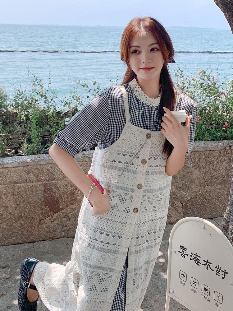 2025夏装新款法式蕾丝镂空裙套装2530-P135-K205,女装套装/套裙,含赞