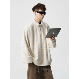 WY10189-特批45 加绒特P50 美式重磅复古简约套头宽松大码卫衣男图片