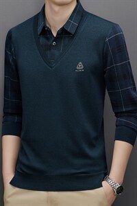 BAMJ-325钱塘2020-2中年男士春秋季新款长袖衬衣领毛衣货稳P60图片
