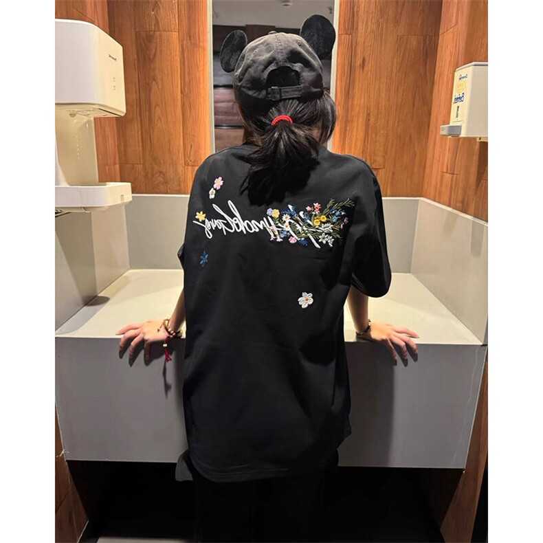 万针全刺绣工艺抖音得物高品质260克重磅纯棉双纱美式高街短袖T恤,男装T恤,电商A486-1