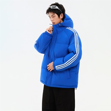 冬季潮流条纹五防立领加绒加厚棉衣情侣撞色棉服外套MY8899-p78，男装棉衣，星座610B-1