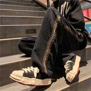 华夫格裤子韩版ins百搭宽松裤子男秋季直筒运动休闲裤 K5447-P38图片