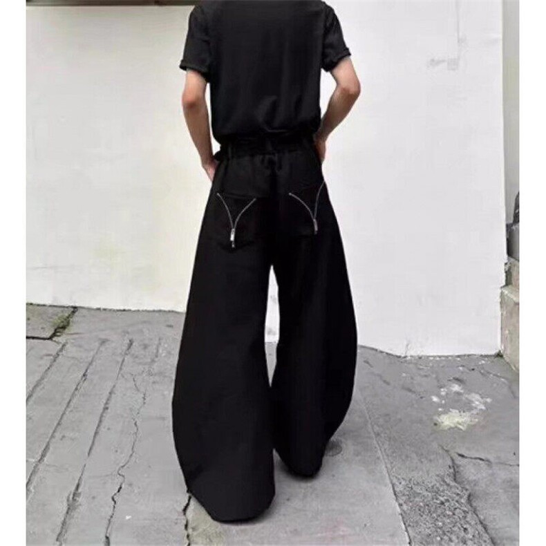 美式机能宽松百搭休闲裤男春秋季潮牌ins拉链设计感垂感拖地西裤,男装休闲裤,星座506A