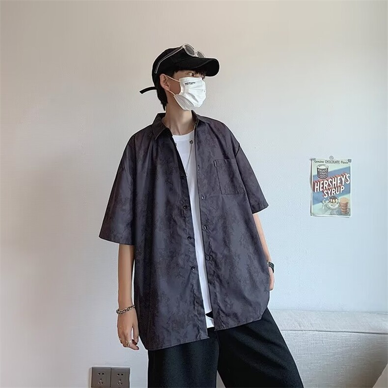 日系复古磨毛衬衫男长袖春秋季潮牌宽松沐M331-P30,男装衬衫,星座1109-3