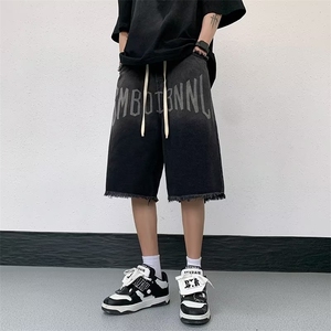 短裤男士夏季薄款潮流卡其色五分中裤宽松直筒裤子外穿运动裤图片