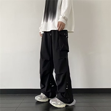 春款男女休闲裤工装大口袋抽绳褶皱中性风长裤H978P45，男装休闲裤，星座1013-1