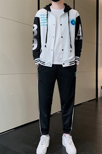 新款秋冬季卫衣棒球服连帽夹克男装青少年运动休闲套装DF316P70图片