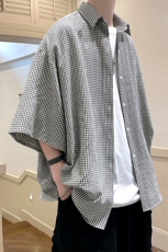 港风经典格子宽松男士衬衫A071-C03-P35，男装衬衫，电商A071
