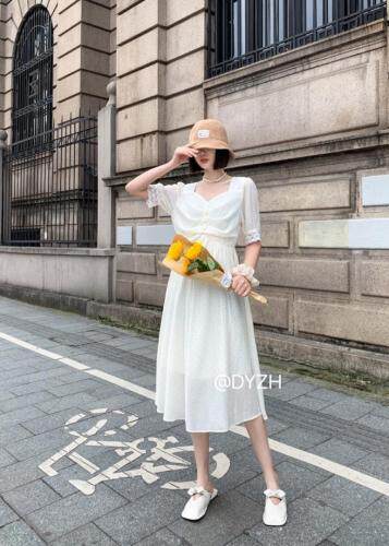 【现货】夏装新款小众甜美超仙提花面料连衣裙，女装连衣裙，东洋天堂之花