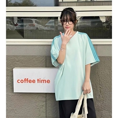 抖音得物品质二开240克宽松纯棉美式潮牌印花三条杠中性风短袖T恤，男装T恤，电商A486-1