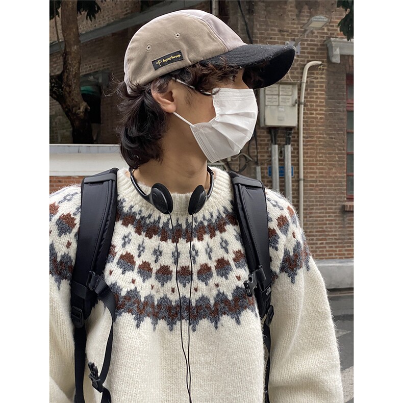 网图韩系费尔岛圣诞新年毛衣提花百搭针织毛衣 A025-MM12326-P55图片