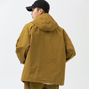 外27-2GANYOU日系纯色双拼大口袋连帽防泼水冲锋衣JK28-P145图片