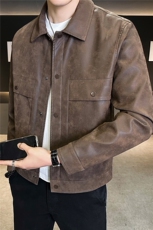 2026新款春季美式休闲皮衣外套男款磨砂机车皮夹克A313-8856-P135，男装夹克，电商A313