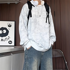 S5012/P35春装新款个性套头扎染卫衣男潮流宽松百搭长袖T恤外套，男装T恤，电商A141