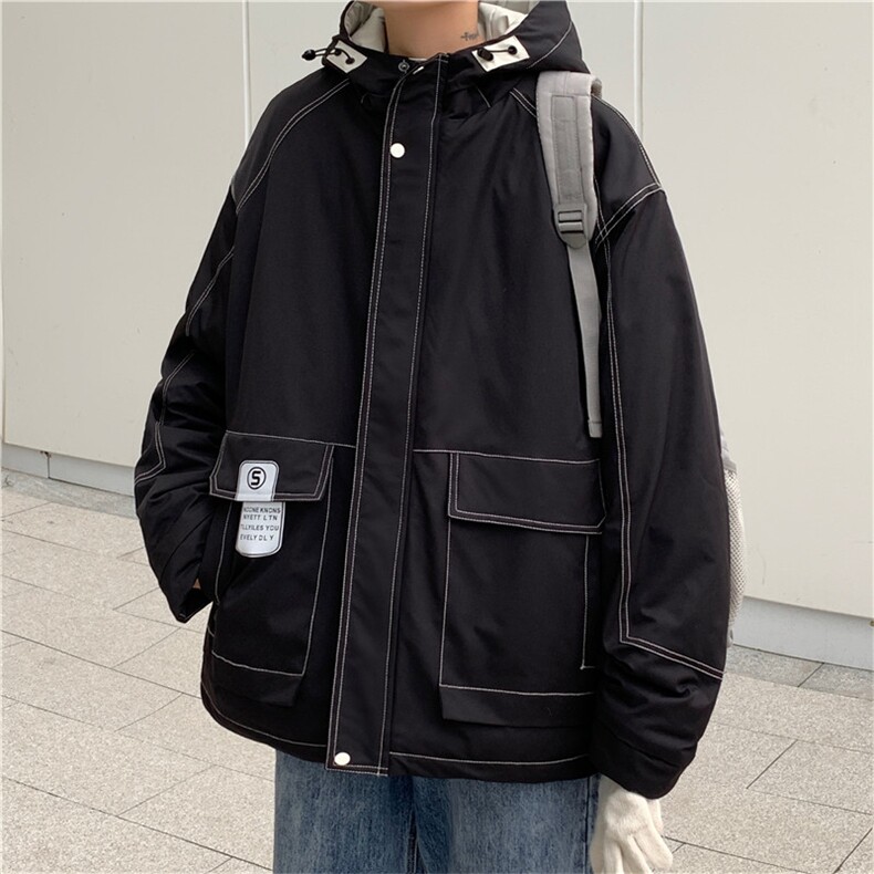 2026冬季男工装辑明线连帽羽绒棉服A338-1MF87P138控168,男装棉衣,电商D325