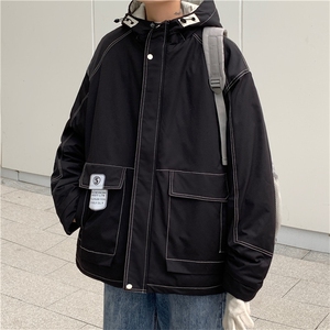 2026冬季男工装辑明线连帽羽绒棉服A338-1 MF87 P138 控168图片