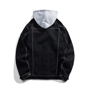 JK3001-p85  M-5X白底ins牛仔夹克绣花破洞大码男日系CITYBOY图片