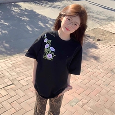 万针全刺绣工艺抖音得物高品质260克重磅纯棉双纱美式高街短袖T恤，男装T恤，电商A486