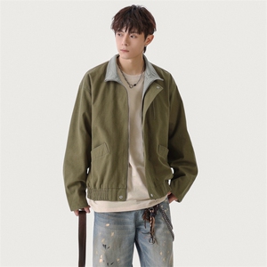 美式vintage豹纹衬衫夹克牛仔短袖外套设计感JK02528-P90图片