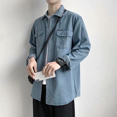 牛仔长袖衬衫男士春秋季宽松衬衣服潮流帅气工装休闲外套CS29-P45，男装衬衫，星座1008